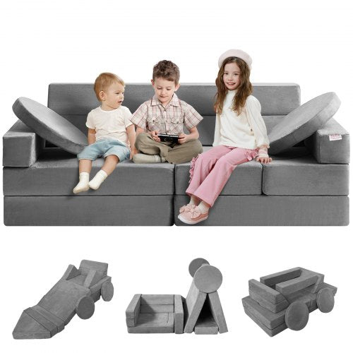 Vevor Modular Play Couch for Kids - 15 Piece Creative Foam Sofa Set for Play & Sleep - Safe & Washable