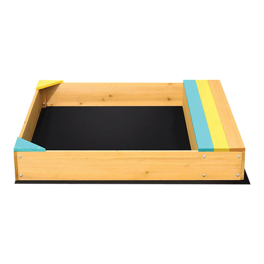 Wooden Kids Backyard Sandbox | Outdoor Play Sandpit with Storage Seating