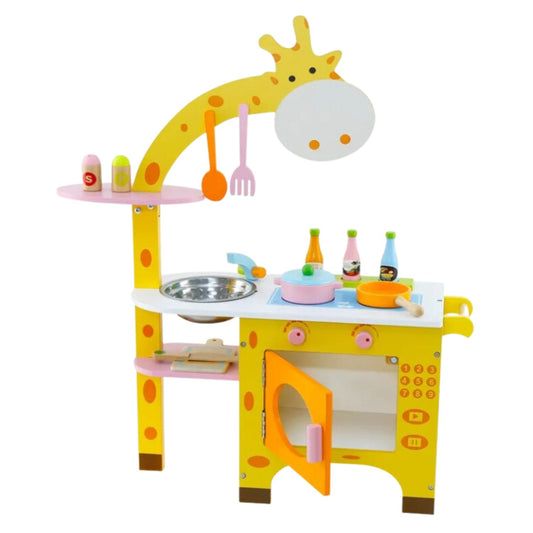 Giraffe-Inspired Wooden Kitchen Playset for Imaginative Kids by EKKIO