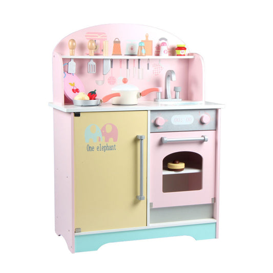 Premium Wooden Kitchen Playset for Kids by EKKIO - Japanese Style, Pink