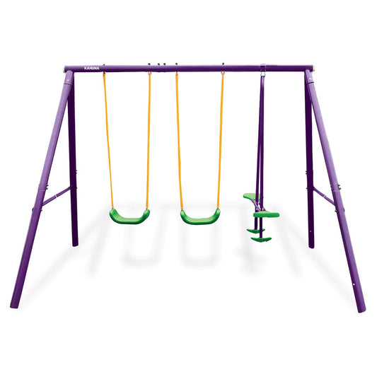 Kahuna Kids 4-Seater Swing Set | Outdoor Fun in Purple & Green