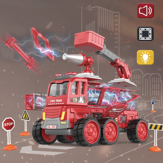 Magnetic Fire Truck Builder Kit: Interactive DIY Adventure with Lights & Music
