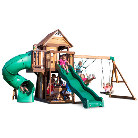 Backyard Discovery Cedar Cove Play Centre - Ultimate Wooden Outdoor Playground for Kids
