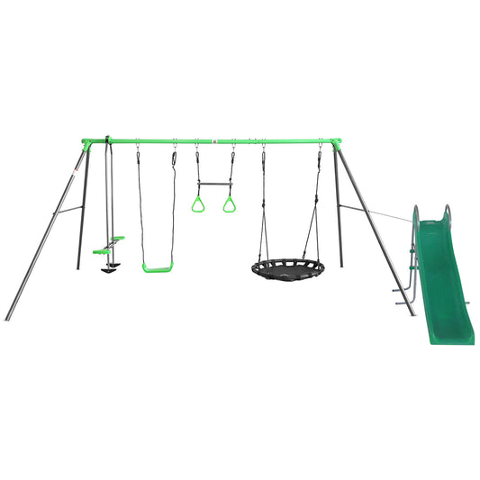 Lifespan Kids Lynx 4-in-1 Swing Set with Slippery Slide - Ultimate Backyard Play Equipment